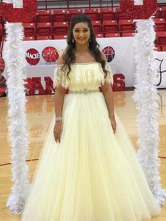 Chic Prom Dresses Aline Off-the-shoulder Lace Rhinestone Long Tulle Prom Dress JKL1354|Annapromdress