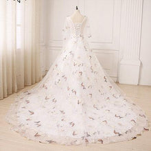 Lace Prom Dresses V-neck Half Sleeve A Line Butterfly Prom Dress Long Evening Dress JKL1359|Annapromdress