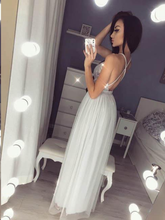 Simple Prom Dresses with Slit V Neck Aline Long Sparkly Open Back Prom Dress JKL1360|Annapromdress