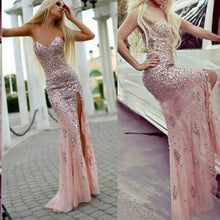 Sparkly Prom Dresses Sweetheart Sheath Rhinestone Slit Prom Dress Long Evening Dress JKL1364|Annapromdress