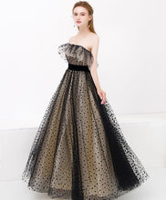 Black Prom Dresses Strapless A-line Polka Dot Lace Chic Long Prom Dress JKL1381|Annapromdress