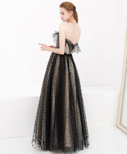 Black Prom Dresses Strapless A-line Polka Dot Lace Chic Long Prom Dress JKL1381|Annapromdress