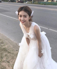 Fairy Prom Dresses A-line Deep V Long Tulle Prom Dress Sexy Evening Dress JKL1382|Annapromdress