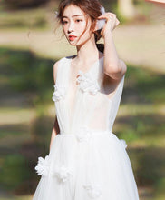 Fairy Prom Dresses A-line Deep V Long Tulle Prom Dress Sexy Evening Dress JKL1382|Annapromdress