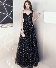 Chic Prom Dresses A-line Floor-length Star Lace Beautiful Long Black Prom Dress JKL1384|Annapromdress