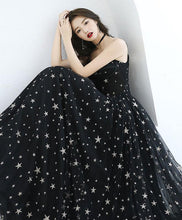 Chic Prom Dresses A-line Floor-length Star Lace Beautiful Long Black Prom Dress JKL1384|Annapromdress