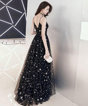 Chic Prom Dresses A-line Floor-length Star Lace Beautiful Long Black Prom Dress JKL1384|Annapromdress