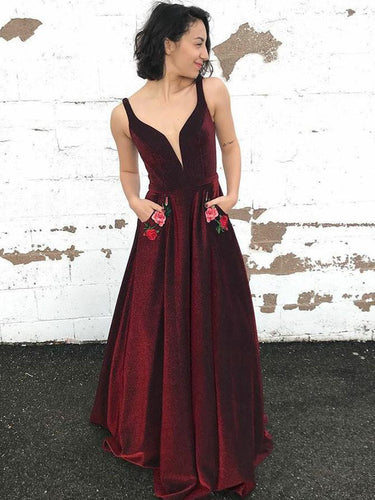 Burgundy Prom Dresses with Straps A Line Velvet Prom Dress Long Evening Dress JKL1385|Annapromdress