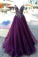 Slit Prom Dresses Spaghetti Straps A-line Beading Chic Long Sparkly Prom Dress JKL1388|Annapromdress