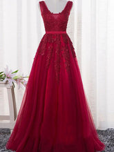 Burgundy Prom Dresses Straps Appliques Long Sexy Prom Dress/Evening Dress JKL138