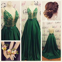 Chic Prom Dresses Spaghetti Straps Dark Green Sexy Criss-Cross Straps Prom Dress/Evening Dress JKL139