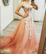 Sparkly Prom Dresses Sweetheart A Line Sweep Train Long Lace Prom Dress JKL1394|Annapromdress
