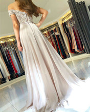 Lace Prom Dresses Aline Off-the-shoulder Sweep Train Long Beautiful Prom Dress JKL1399|Annapromdress