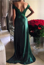 Dark Green Prom Dresses Off-the-shoulder Slit Sexy Prom Dress/Evening Dress JKL140