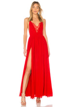 Lace Prom Dresses with Slit A Line Ankle-length Long Red Simple Prom Dress JKL1400|Annapromdress