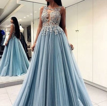 Beautiful Prom Dresses Scoop A-line Appliques Chic Long Open Back Prom Dress JKL1401|Annapromdress