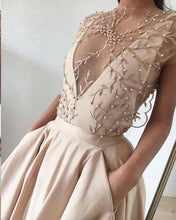 Beautiful Prom Dresses with Pockets Aline Sweep Train Sexy Chic Embroidery Prom Dress JKL1411|Annapromdress