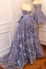 Chic Prom Dresses Aline Sweetheart Floral Lace Sweep Train Lavender Long Prom Dress JKL1413|Annapromdress
