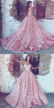 Pink Lace Prom Dresses Sweetheart Long Luxury Prom Dress Sexy Evening Dress JKL1430|Annapromdress