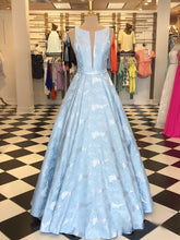 Chic Prom Dresses Scoop A-line Long Lilac Jacquard Satin Prom Dress JKL1436|Annapromdress