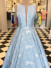 Chic Prom Dresses Scoop A-line Long Lilac Jacquard Satin Prom Dress JKL1436|Annapromdress