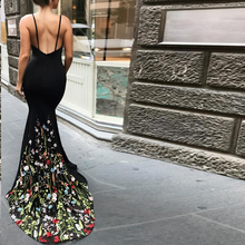 Black Prom Dresses Trumpet Mermaid Spaghetti Straps Sexy Floral Lace Prom Dress JKL1439|Annapromdress