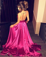 Simple Prom Dresses Spaghetti Straps Long Fuchsia Prom Dress Open Back Evening Dress JKL1441|Annapromdress