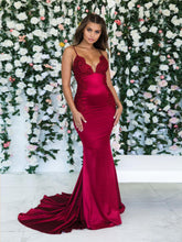 Mermaid Prom Dresses Backless Appliques Long Chic Burgundy Open Back Prom Dress JKL1445|Annapromdress