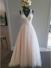 Charming Prom Dresses V-neck Blush Pink Button Back Long Prom Dress Sexy Evening Dress JKL1451|Annapromdress