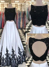 Two Piece Prom Dresses Aline Key Hole Back Long Black and White Chic Prom Dress JKL1460|Annapromdress