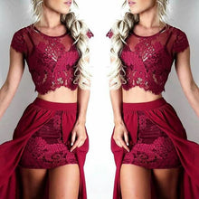 Two Piece Prom Dresses Aline Long Beautiful Slit Burgundy Black Chiffon Prom Dress JKL1462|Annapromdress