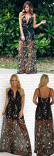 Black Prom Dresses V-neck Spaghetti Straps Lace Deep V Sexy Lace Prom Dress JKL1466|Annapromdress