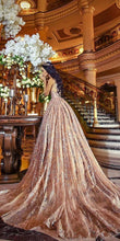 Luxury Prom Dresses Scoop Aline Gold Glitter Lace Long Sparkly Prom Dress JKL1469|Annapromdress