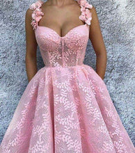 Pink Prom Dresses with Straps Sweetheart Aline Floor-length  Lace Chic Prom Dress JKL1479|Annapromdress