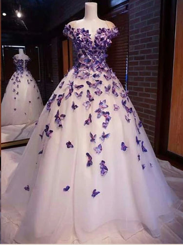 Chic Prom Dresses A Line Square Floor-Length Butterfly Long Beautiful Prom Dress JKL1483|Annapromdress