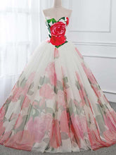Ball Gown Prom Dresses Sweetheart Rose Floral Print Prom Dress Sexy Evening Dress JKL1492|Annapromdress