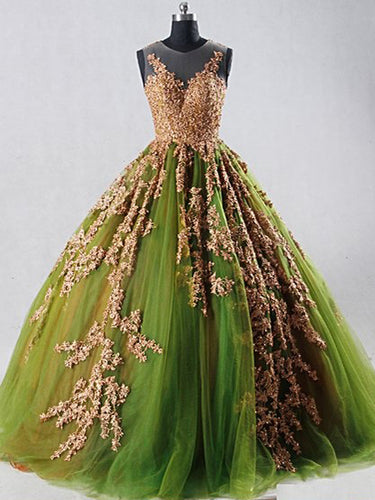 Ball Gown Prom Dresses Scoop Floor-length Appliques Beautiful Prom Dress JKL1496|Annapromdress