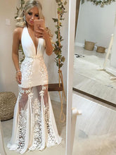 Chic Prom Dresses Halter Appliques Open Back Prom Dress Sexy Evening Dress JKL1498|Annapromdress