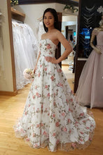 Beautiful Prom Dresses Strapless A Line 3D Flowers Long Floral Lace Prom Dress JKL1513|Annapromdress