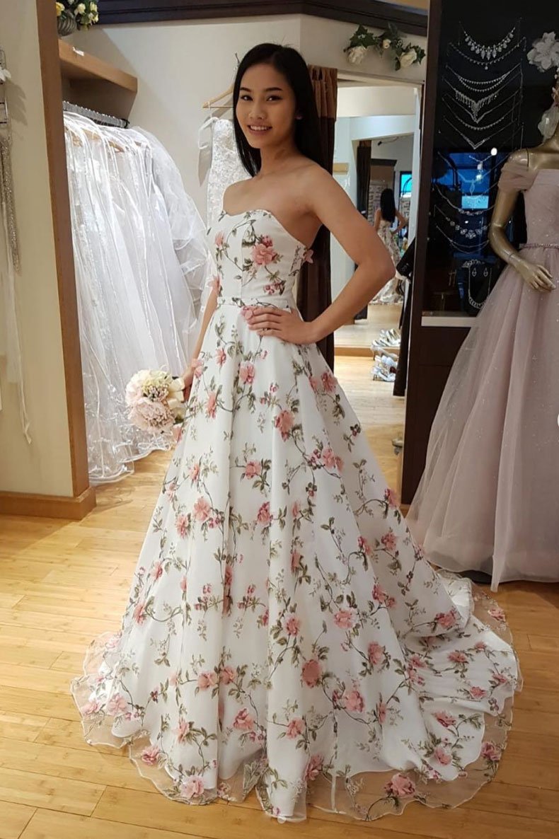 Beautiful Prom Dresses Strapless A Line 3D Flowers Long Floral Lace Pr Anna PromDress Beautiful Prom Dresses Strapless A Line 3D Flowers Long Floral Lace Pr Anna PromDress