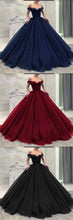 Ball Gown Prom Dresses Off-the-shoulder Ruffles Long Black Big Simple Prom Dress JKL1519|Annapromdress