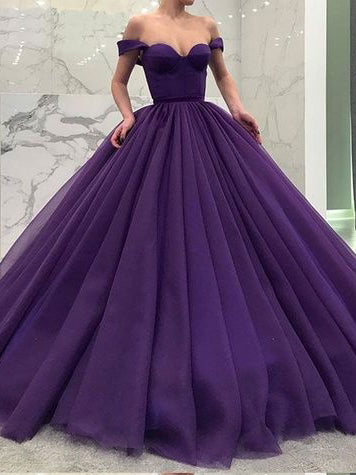 Ball Gown Prom Dresses Off-the-shoulder Ruffles Long Black Big Simple Prom Dress JKL1519|Annapromdress