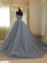 Ball Gown Prom Dresses Sweetheart Appliques Fashion Big Grey Prom Dress Chic Evening Dress JKL1521|Annapromdress