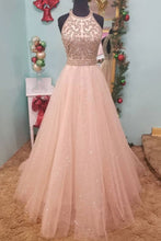 Sparkly Prom Dresses Scoop A-line Floor-length Gold Open Back Prom Dress JKL1524|Annapromdress