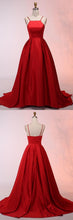 Red Prom Dresses Spaghetti Straps Long Ruffles Simple Prom Dress Satin Evening Dress JKL1529|Annapromdress