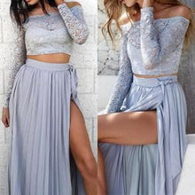 Two Piece Prom Dresses Off-the-shoulder Long Sexy Lace Prom Dress/Evening Dress JKL153