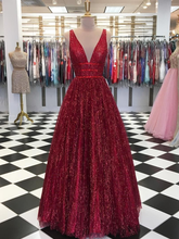 Burgundy Prom Dresses with Straps Aline Long Open Back Sparkly Lace Prom Dress JKL1533|Annapromdress