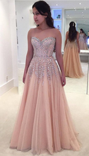 Beautiful Prom Dresses A Line Rhinestone Blushing Pink Short and Long Luxury Prom Dress JKL1534|Annapromdress