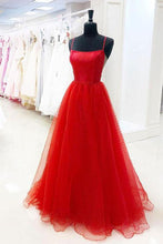 Red Prom Dresses with Straps A-line Polka Dot Lace Sexy Beautiful Prom Dress JKL1537|Annapromdress