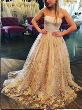 Lace Prom Dresses Strapless Aline Long Prom Dress Beautiful Evening Dress JKL1539|Annapromdress